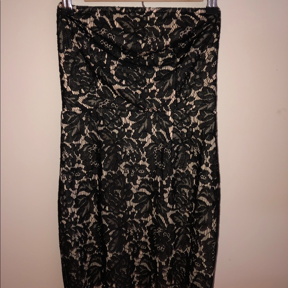 Missguided strapless lace bodycon dress